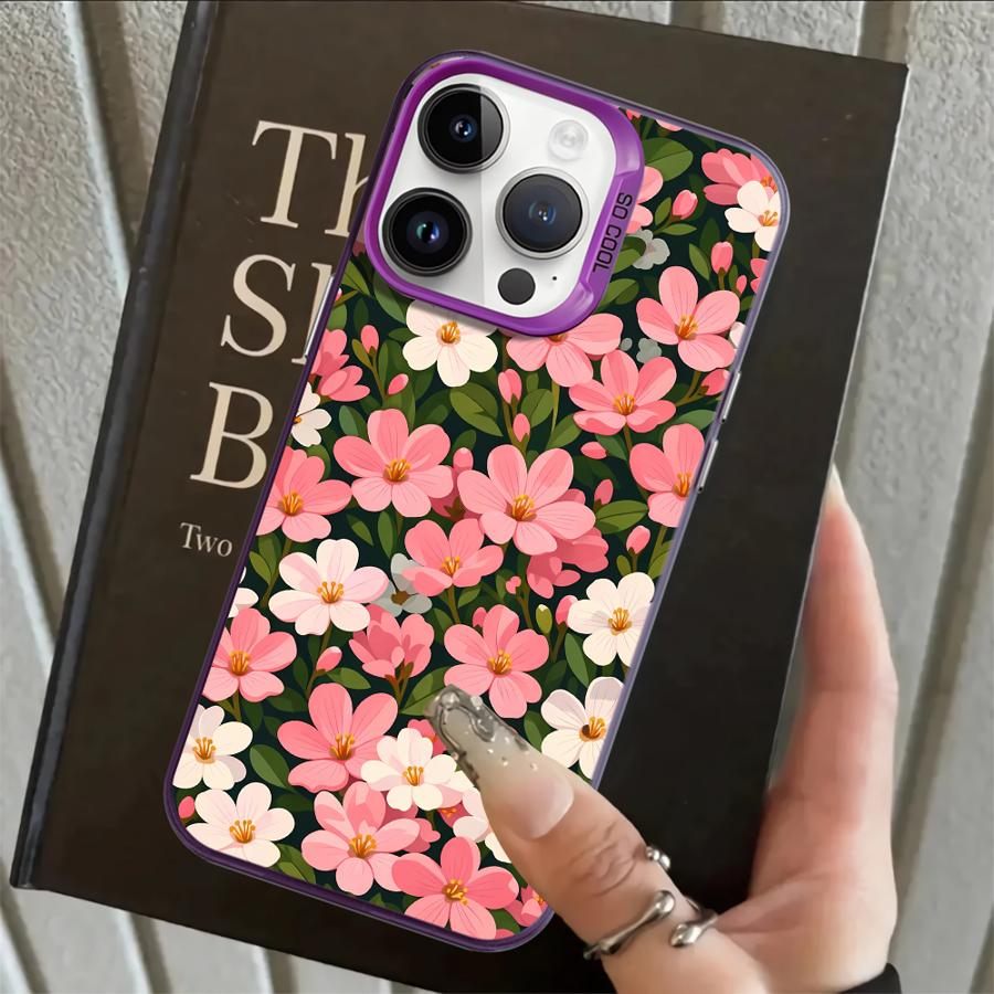 Case for iPhone 17 Pro Max 14 XS Air XR 16 15 Plus 13 Pro 12 11 Back Phone Cover Pink Flower Sea