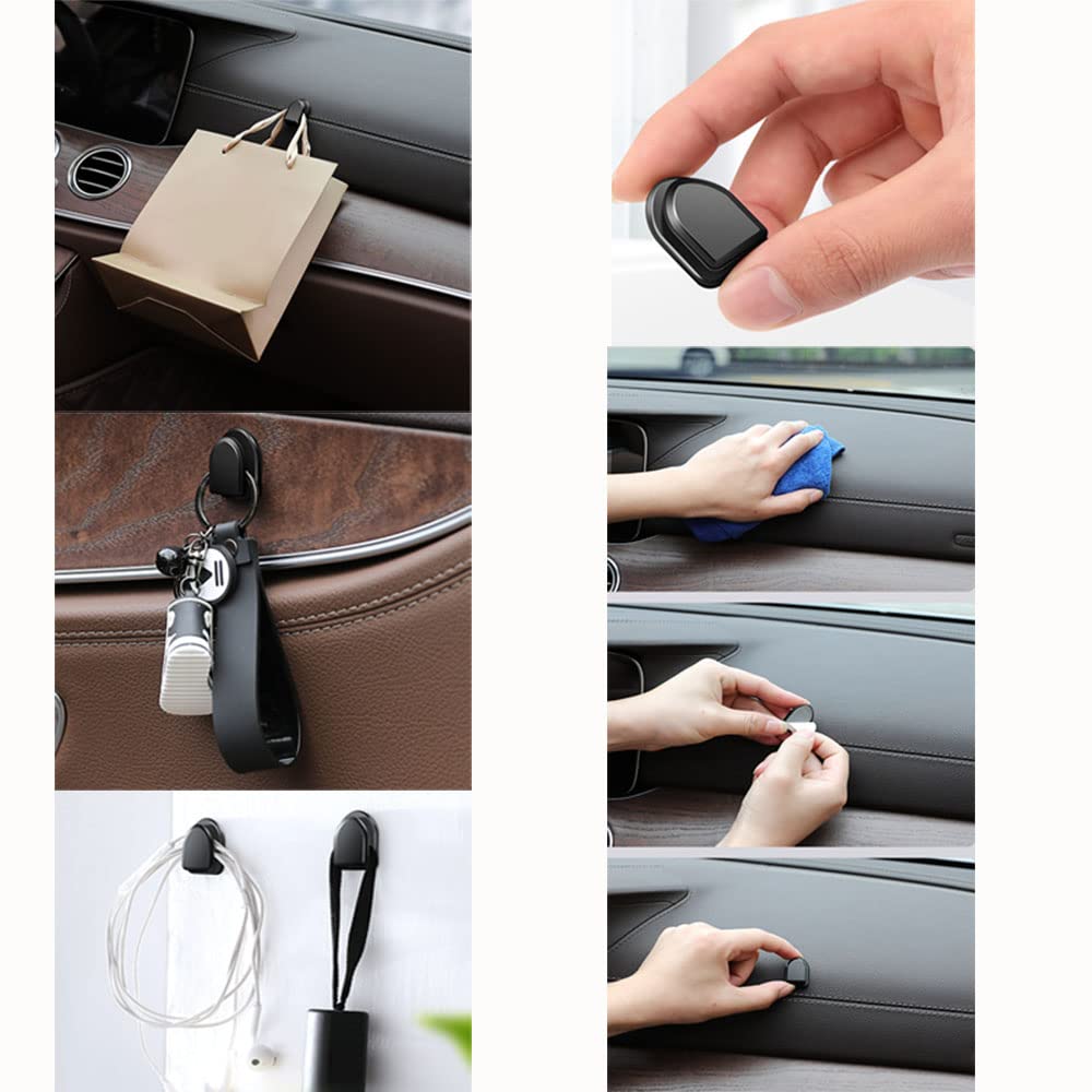 2pcs Car Eyeglass Holder + 2pcs Hook Set Car Sun Visor Glasses Ticket Card