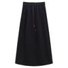 Korean Fluffy High Waist A-Line Skirt: Autumn/Winter Women's Casual Fashion with Drawstring Elastic Waist and Slit
