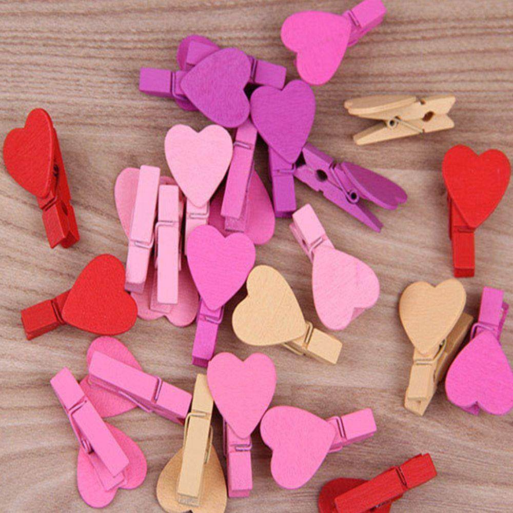Fashion Amusing Heart Love Wooden Photo Paper Peg Pin Clothespin Craft Clips