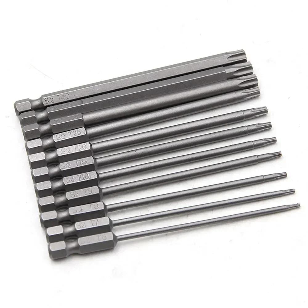Torx Security Bit Set Screwdriver Drill Set 1/4 Inch Hex Shank 4 In Length S2 Steel Torx Screwdriver Bit Set 11/12pcs Torx Head