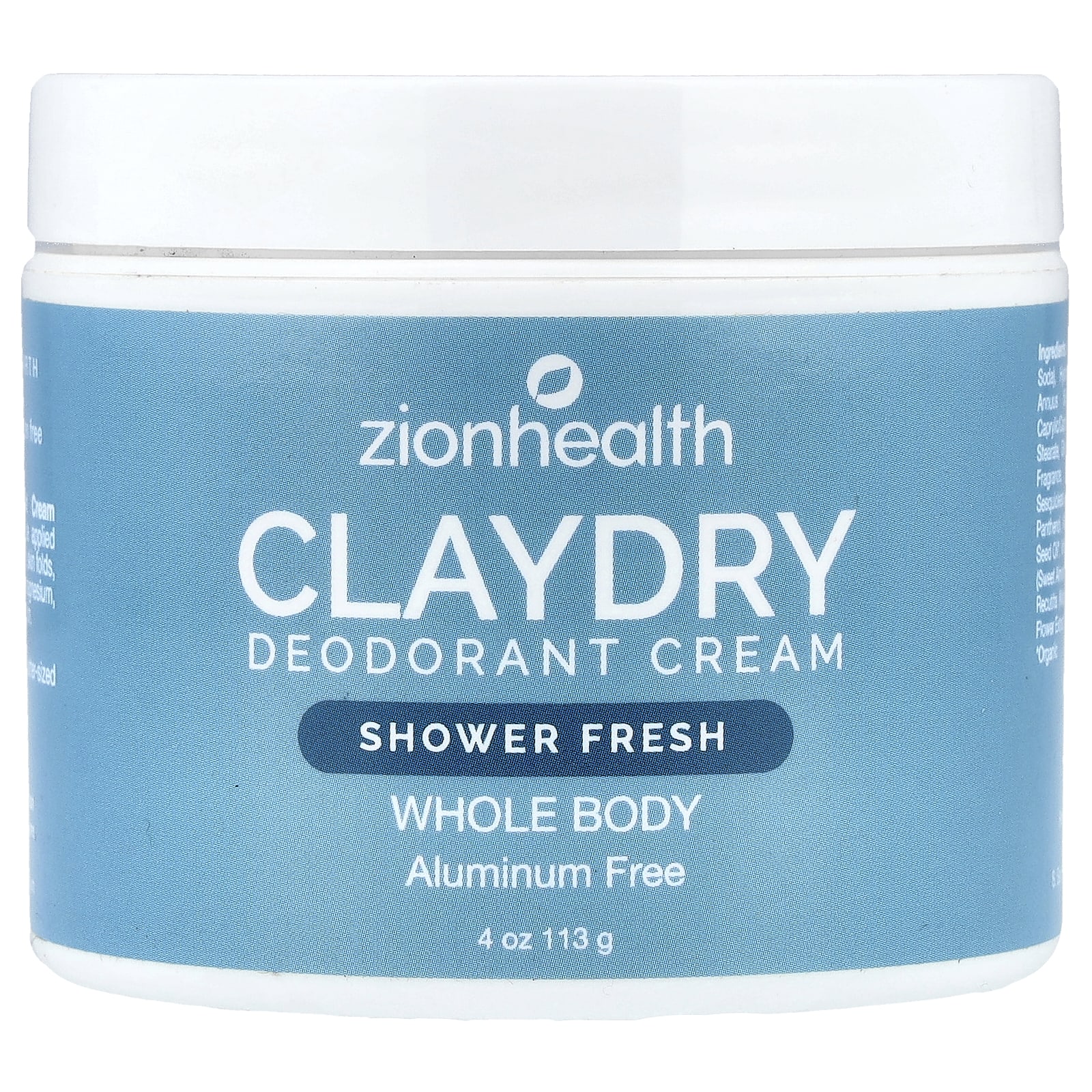 

Zion Health, ClayDry Deodorant Cream, Shower Fresh, 4 oz (113 g)