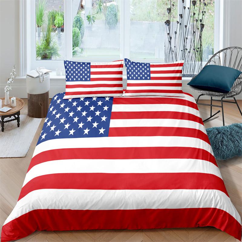 National Flag Duvet Cover Set King Size Creative American Flag Bedding Set For Teens Adults Microfiber Single Double Quilt Cover