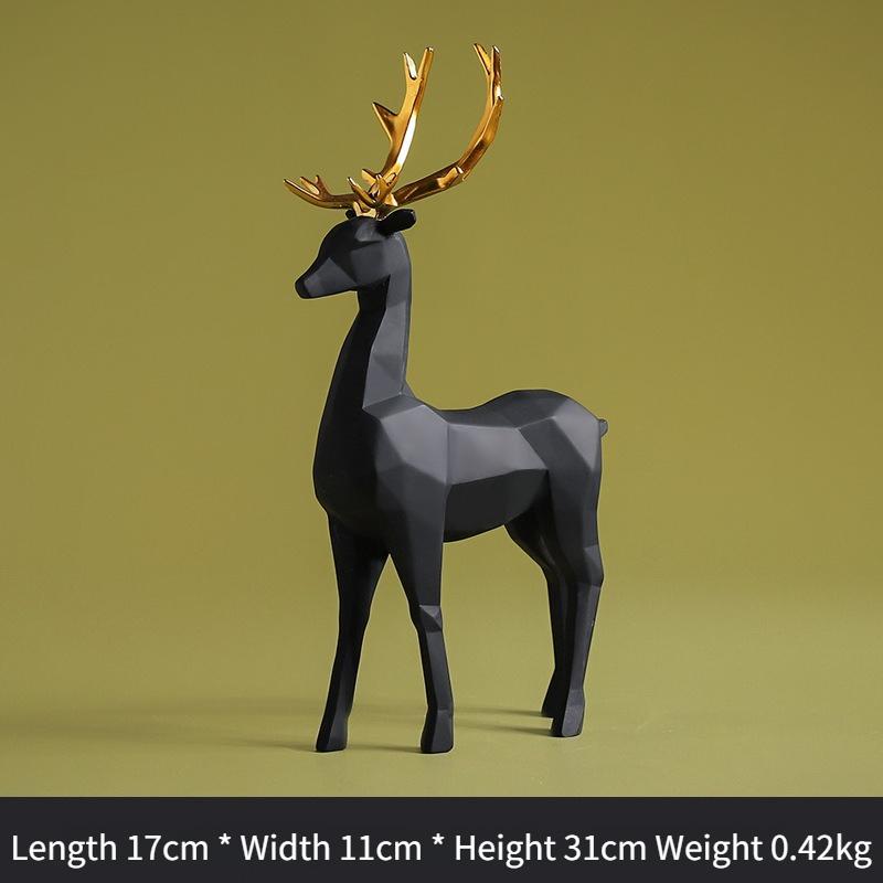 Статуэтка из смолы Нордический геометрический олень Украшение Высококачественная фигурка животного Домашний декор Поделки для гостиной Украшения