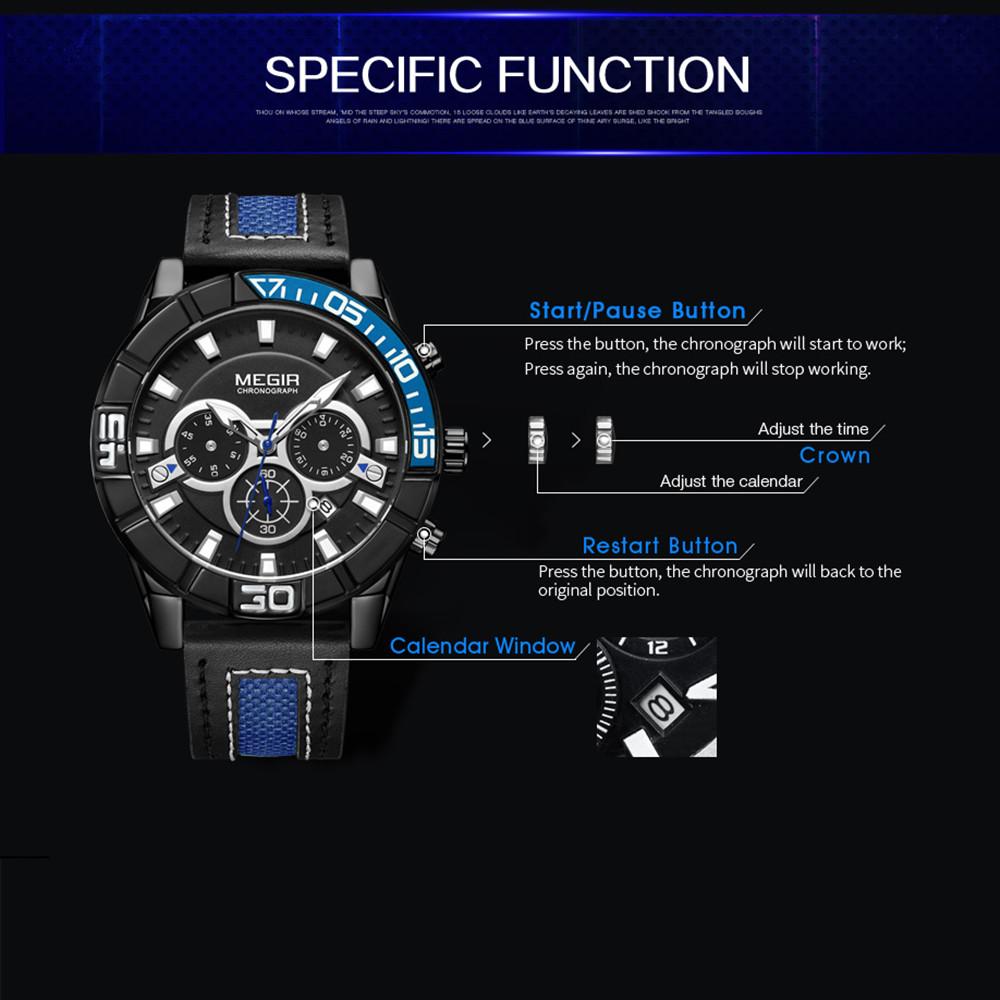 Megir Herreklokker Toppmerke Luksus Vanntett Kvartsklokke Mann Luminous Business Armbåndsur Hour Reloj Hombre Zegarek Damski