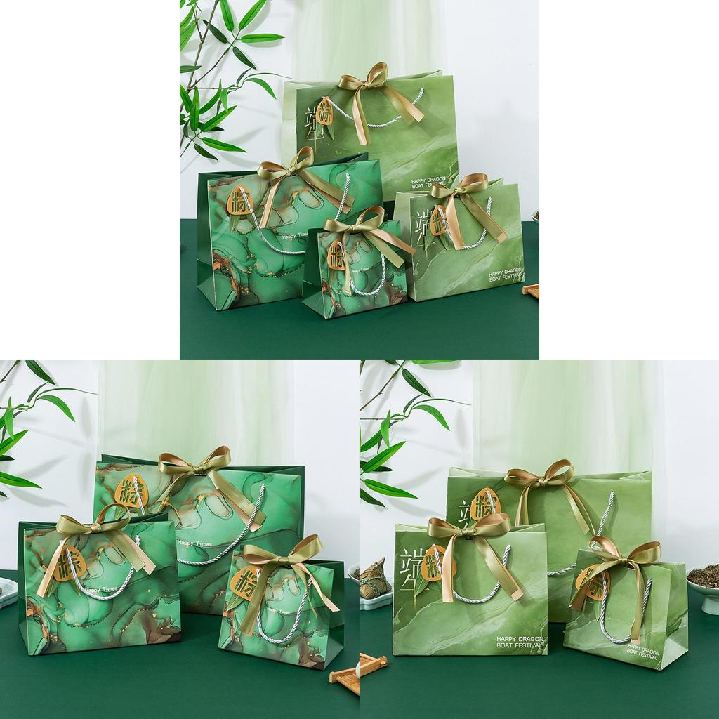 Traditional Dragon Boat Festival Zongzi Gift Bag With Eco Friendly White Card Paper For Celebrations