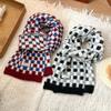 Womens Winter Knitted Scarf Korean Style Retro Plaid Warm Long Neck Wrap Wool Blend