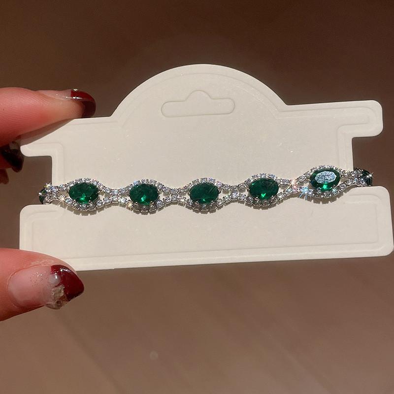 Europese Stijl Kristallen Ovaal Armband Met Strass Versiering Voor Vrouwen