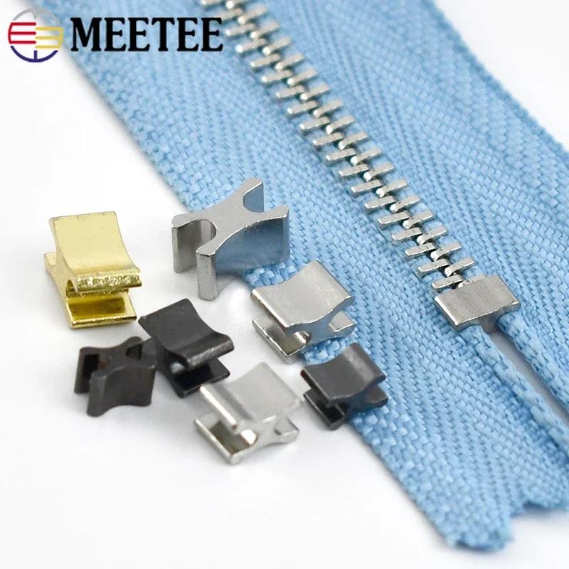 50/100 st Meetee 3# 5# Metallblixtlås U-stoppare Reparationssats Blixtlås Svansklämma Halkfria Ändlås DIY Skräddare Verktyg Sytillbehör