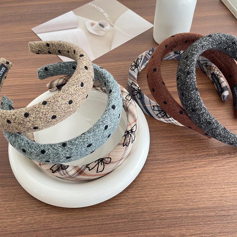French Wool Wavy Dot Headband: Elegant & Trendy Autumn/Winter Women's Hair Accessory