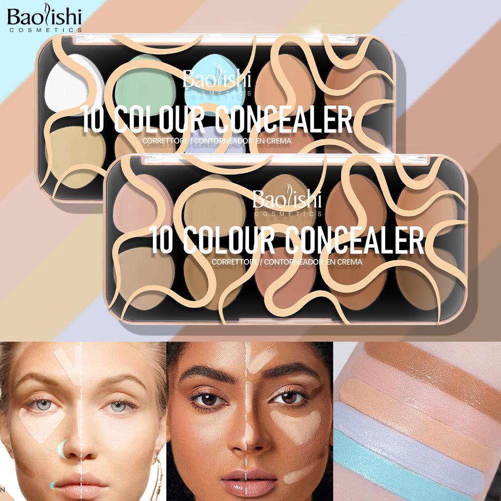 Concealer Disc 10-color Makeup Waterproof and Long-lasting High Disc Is Not Easy To Take Off Makeup, Brighten Skin Tone Concealer