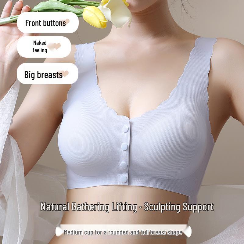 Seamless Front-Buckle 3D Cup Bra: Comfortable, Breathable, Wire-Free, Bust-Enhancing, Nude Feel. XXXL чёрный