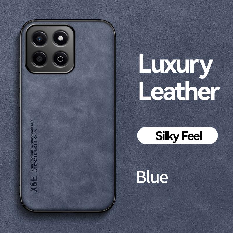 KEYSION Luxury Retro PU Leather Case for HONOR X7c Soft Silicone+PC Shockproof Phone Back Cover for Huawei Honor 200 Smart 5G
