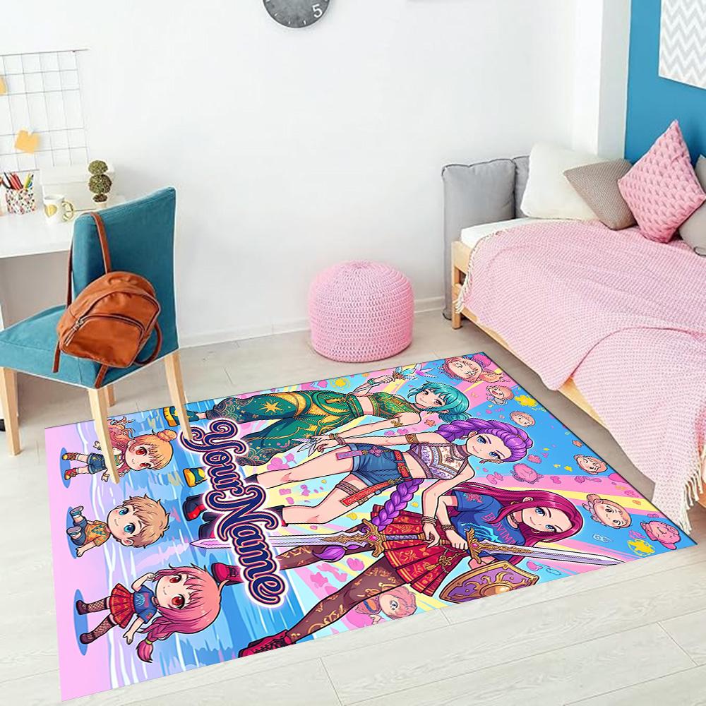 Ragazze Cacciatrici di Demoni (4) Personalizza il tuo tappeto con nome, cuscino per sedia da ufficio, regalo per camera da letto, soggiorno di casa.