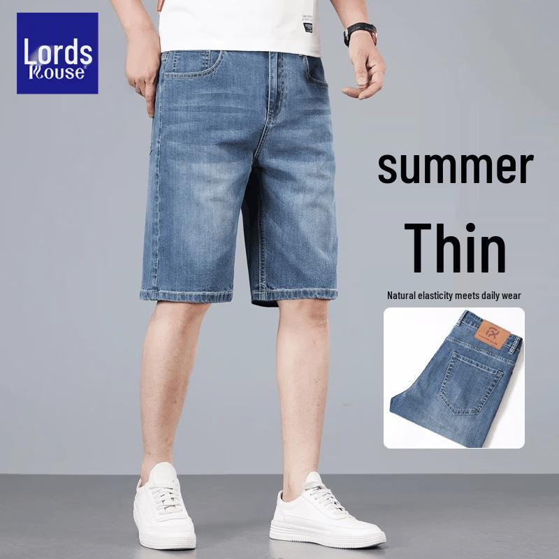 LUOZI Men s Premium Summer Thin Stretch Straight Denim Shorts 36