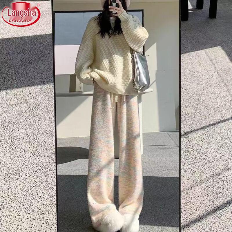 Langsha 2025 Women's Soft Draped High-Waist Wide-Leg Pants