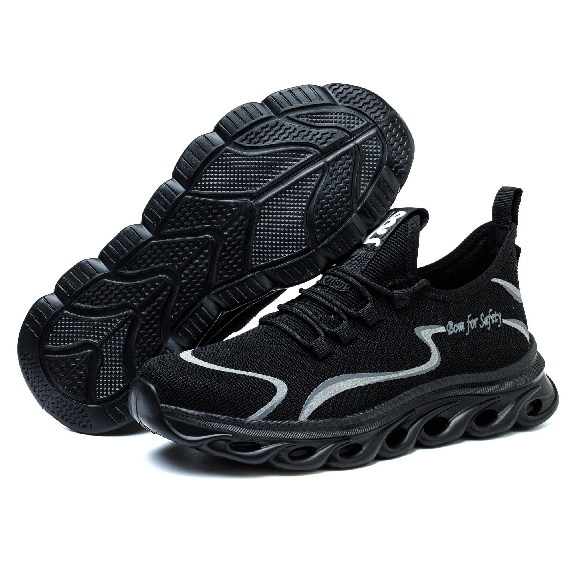 

Промышленные защитные ботинки Мужские дышащие со стальным подноском Нескользящая рабочая обувь Износостойкая Неразрушимая обувь для производства 40 чёрный