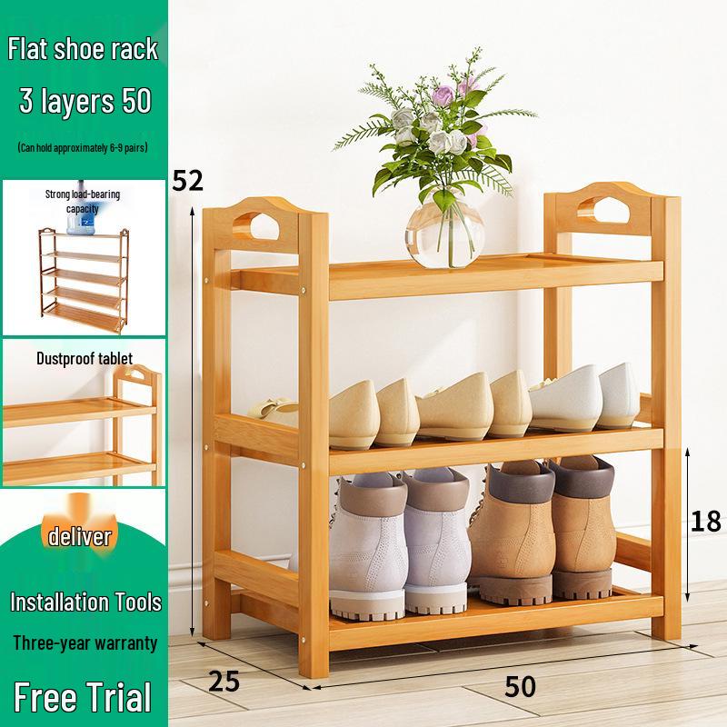 Wall-Mounted Bamboo Shoe Rack: Space-Saving, Dustproof, Multi-Layer Storage for Entryway