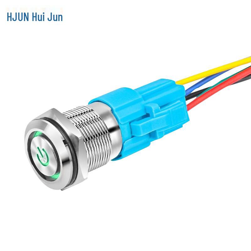 16mm Flat Metal Push Button Switch with LED Ring Light