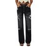 Damen High Waist Straight Loose Spitze Stretch Leichte Mode Jeans
