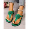 Flat Heel Sandals Women's Summer New European and American Foreign Trade One Line Buckle with Flip Toe Herringbone Beach Large Size Sandals