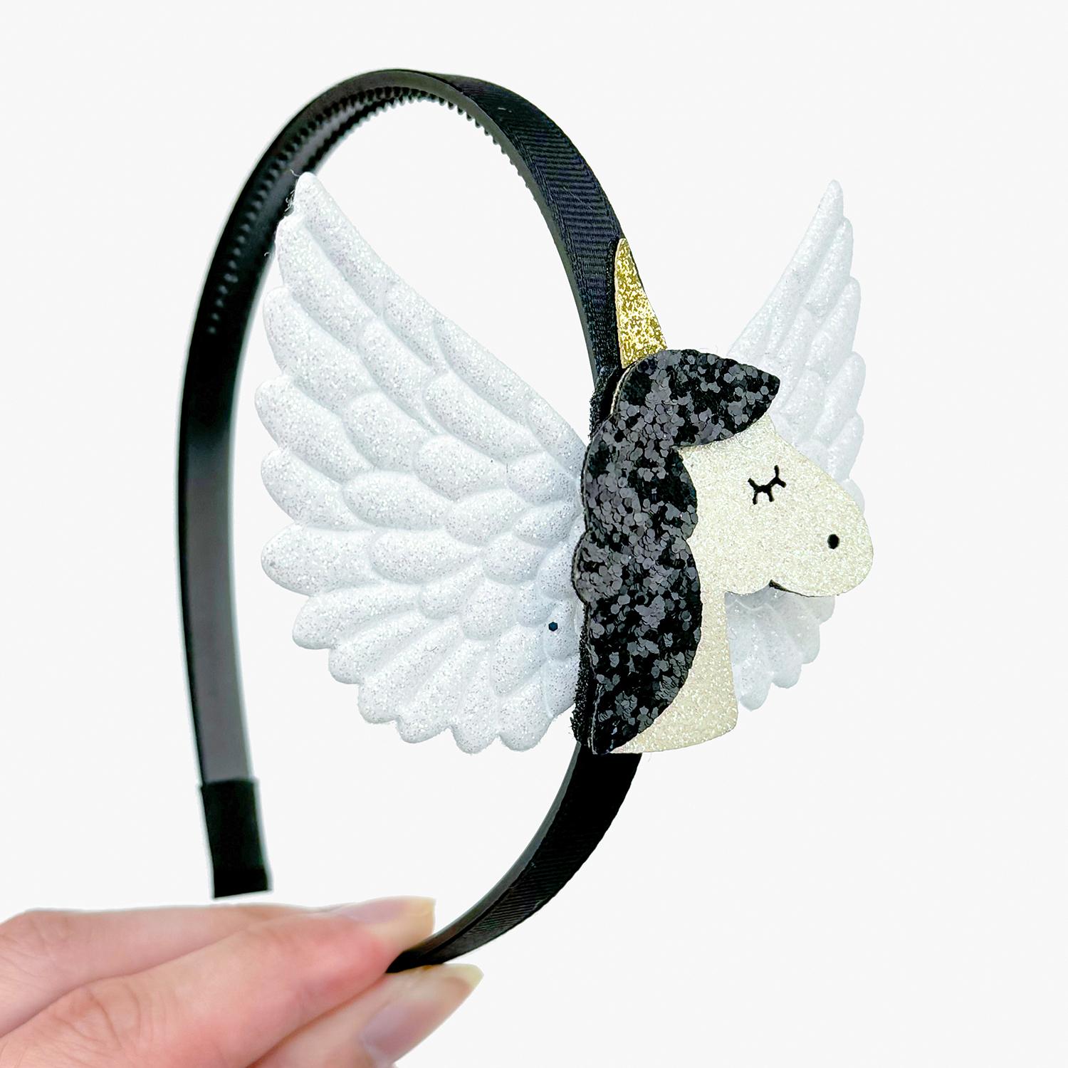 

Модные повязки на голову в виде единорога для девочек, милые повязки для волос с пайетками в виде крыльев единорога, детские обручи для волос, детские аксессуары для волос для вечеринок