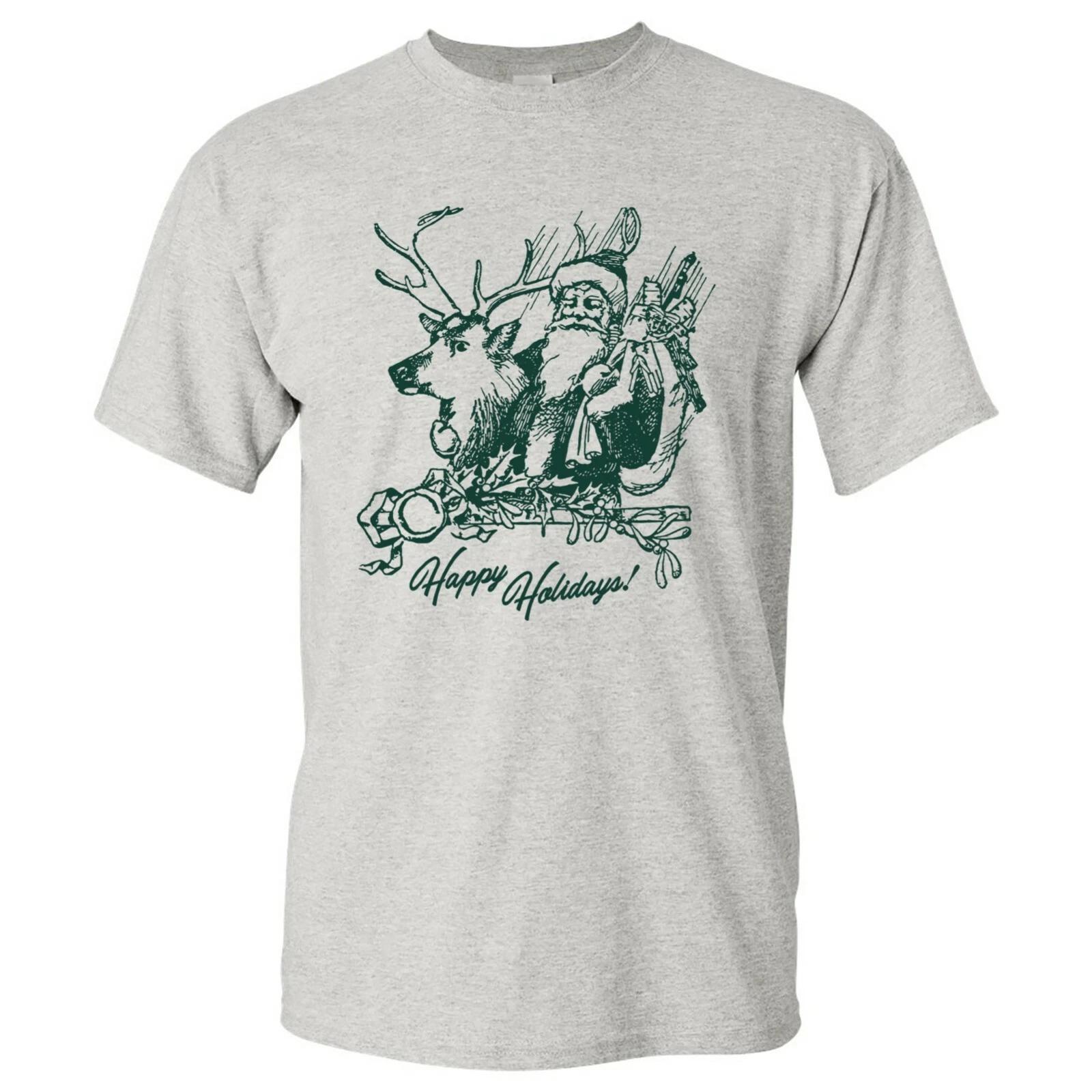 Happy Holidays - Santa Reindeer Merry Christmas X-Mas Illustration T Shirt 3XL