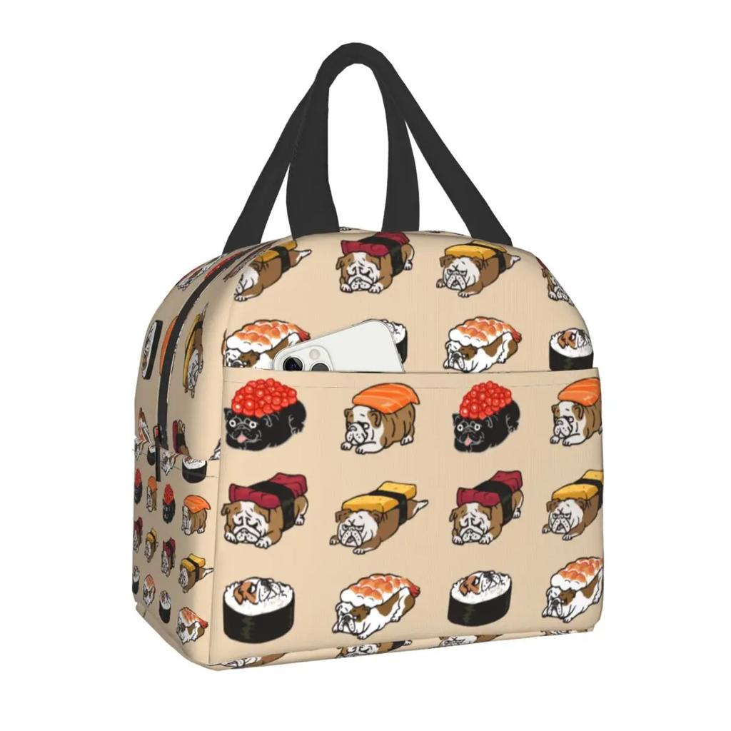 Japanese Anime Food Sushi Cat Lunch Bag Women Children Insulated Lunch Box for Work School Custom Portable Bento Tote Bags