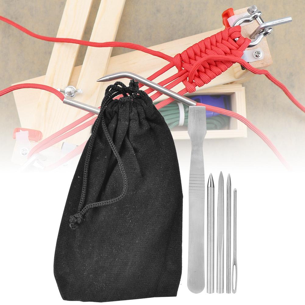 Set da 5 Pezzi Acciaio Inossidabile Paracord Tessitura Cucitura Allacciatura Aghi Set Lavorazione Braccialetti Strumento Fai da Te