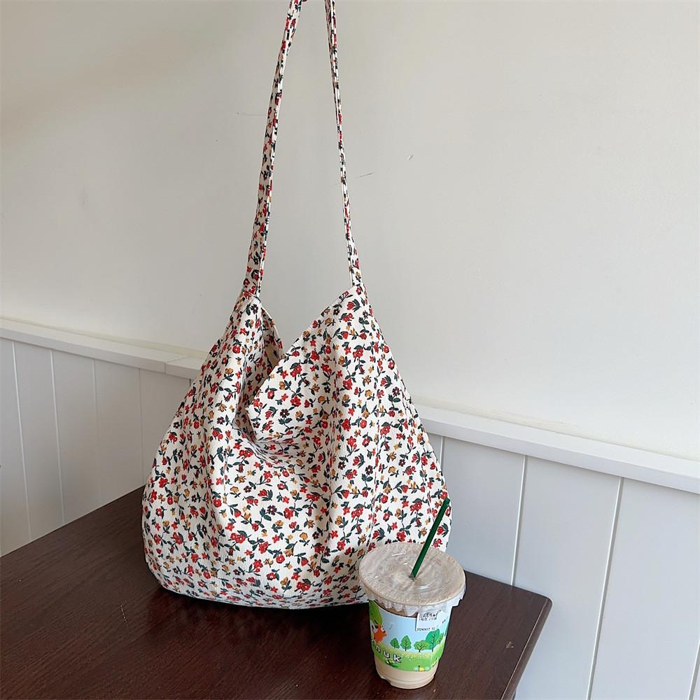 Chic Floral Corduroy Crossbody Bag For School And Casual Use Everyday Style