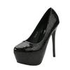 2025 HOT Women Pumps Patent Leather 14CM Thin Heels Pointed Toe Waterproof Platform Silver Wedding Office High Heel Shoes Woman