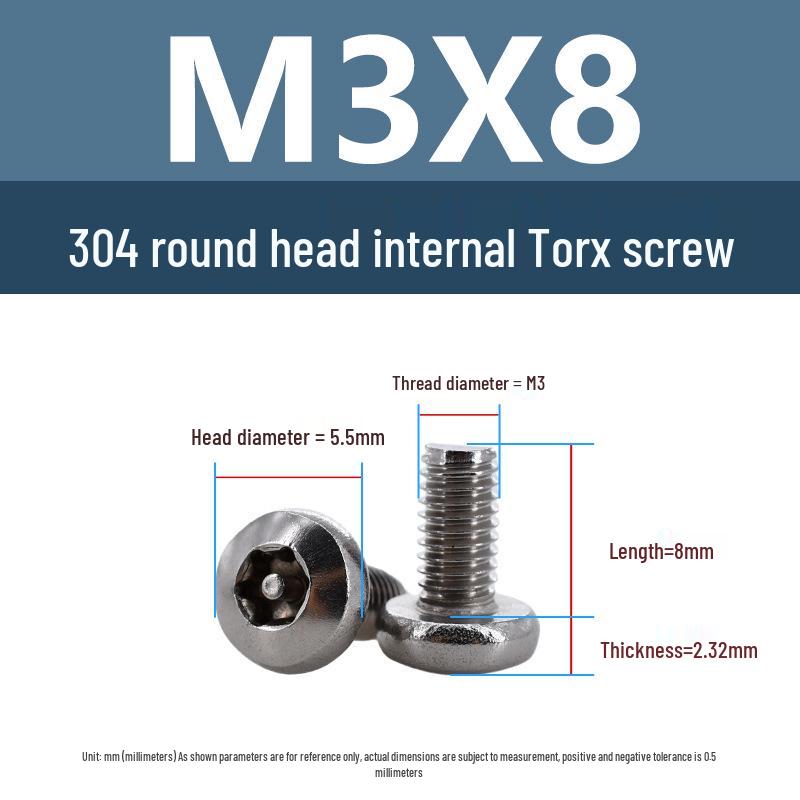 Șuruburi Yigu Antifurt Torx cu Pin Cap Rotund M3-M6 Oțel Inoxidabil