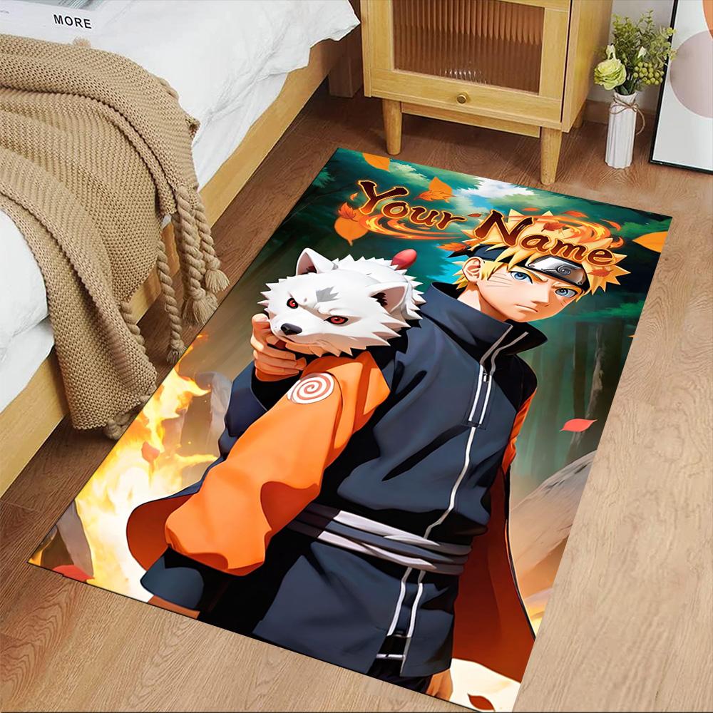 Naruto Character Customize Your Name Carpet Suitable for Playrooms Entryway Outdoor Living Rooms Antislip Carpet Anime Office Decor