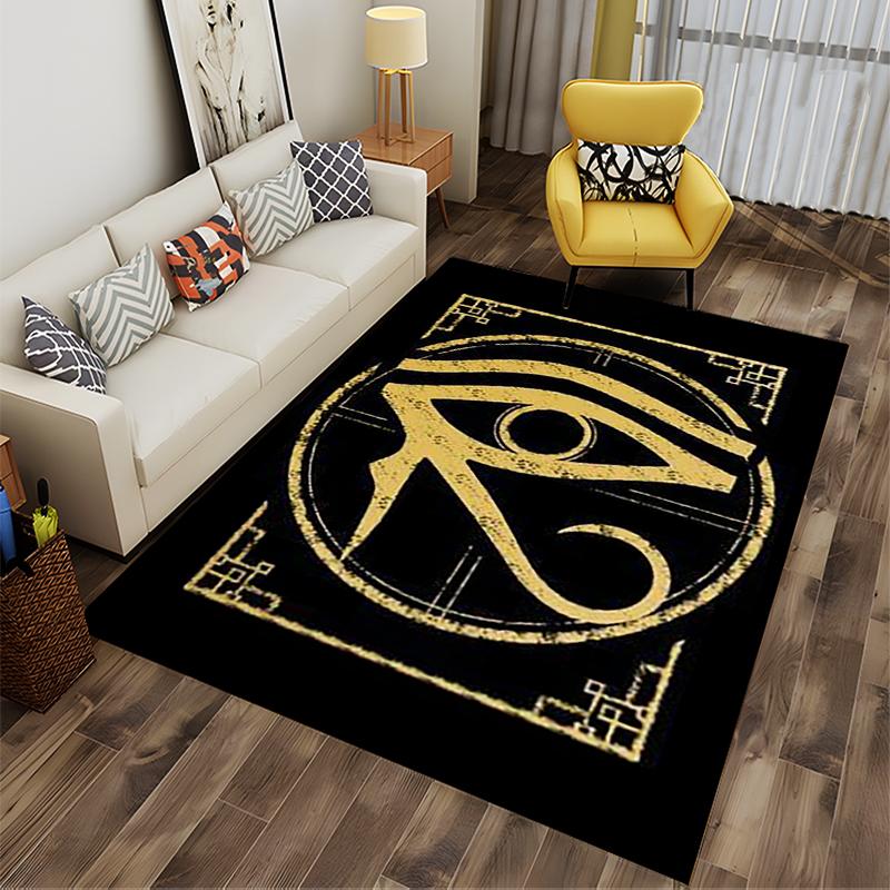Eye of Horus Symbol On Black Background Non-slip Rug Suitable for Living Room and Bedroom Sofas