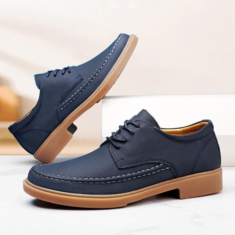 Fashion Men's Business Casual Leather Shoe With Lace -Up British-Style Daily Commuting Shoes Low-Top  Durable Trendy And Versatile Shoes