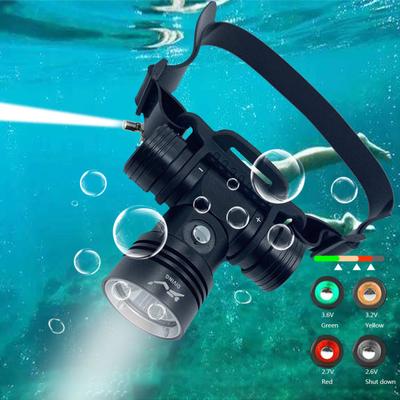 Lampada frontale subacquea 20-40 metri Lampada frontale subacquea impermeabile L2 Torcia frontale a LED