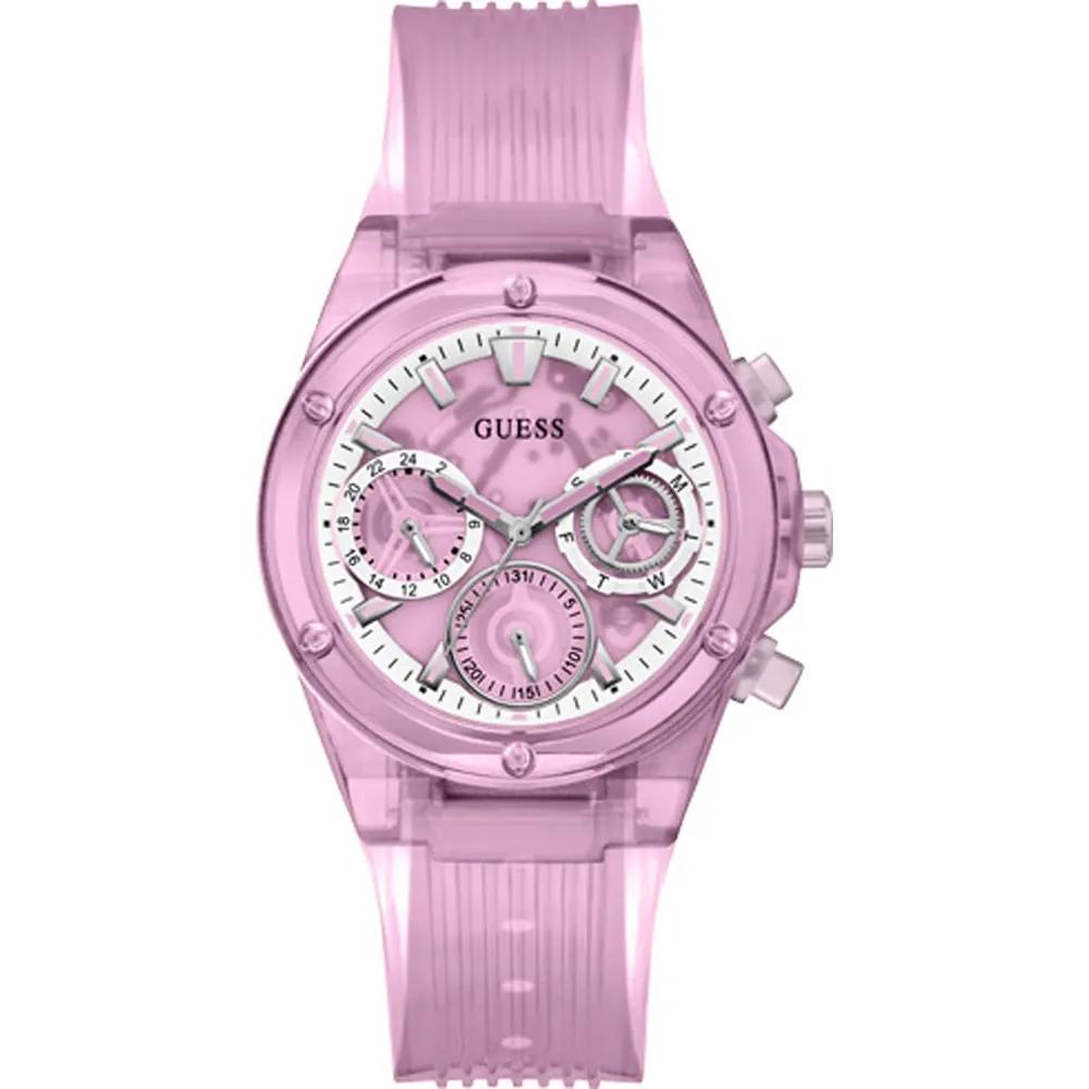 GUESS Athena Pink Resin Case Silicone Strap Women s Quartz Watch GW0438L2 розовый