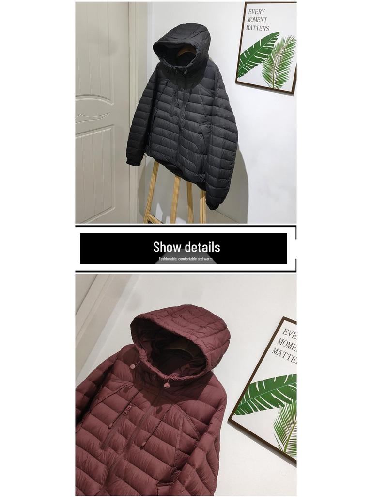 Korean Style Women's 90% Duck Down Jacket - High Quality, Casual, Thin, Loose Fit, Hooded Coat for Autumn/Winter