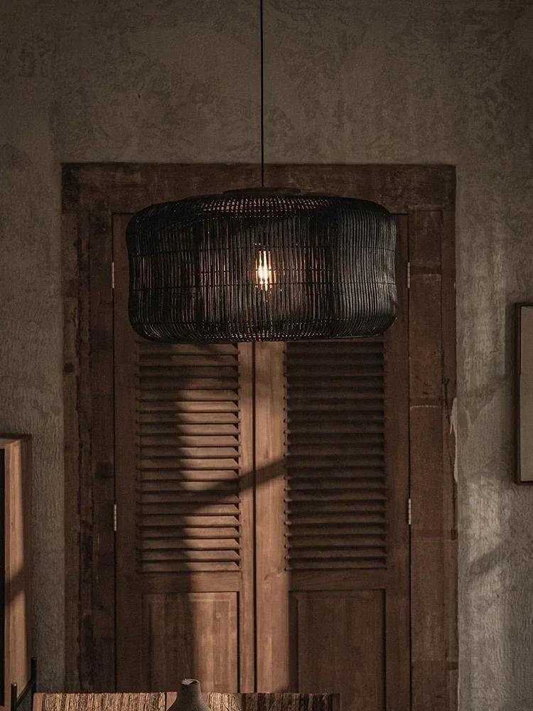 Lampă suspendată din ratan Vitage Lămpi suspendate țesute manual în stil japonez Decor pentru restaurant Lămpi suspendate pentru sufragerie
