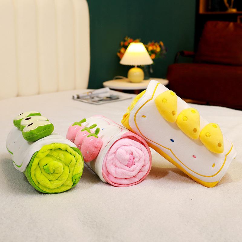 Obst Kuchen Rolle Decke Plüsch Spielzeug Erdbeere Puppe Kissen Decke Büro Nickerchen Auto Kissen Mädchen Geschenk
