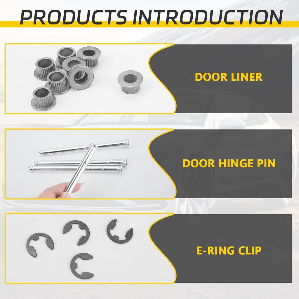 Door Hinge Pin and Bushing Kit for 1994-2004 Chevy S10 Blazer GMC Sonoma Jimmy,Anti-Rust Steel Hinge Repair Kit with Door bushings