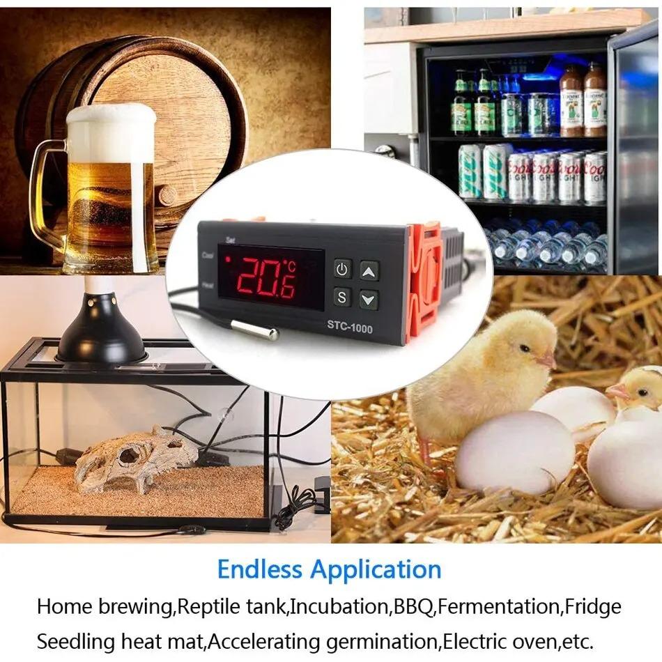 LED Digitaler Temperaturregler, Thermostat, Temperaturregler, Inkubatorrelais, Heizen und Kühlen 12 V 24 V 220 V STC-1000