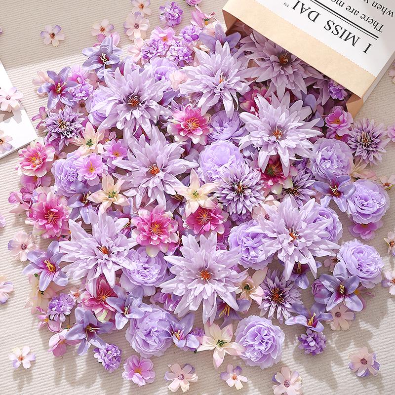 

20 шт./набор Фиолетовые искусственные головки цветов для декора дома, комнаты, для рукоделия, венка, для невесты, свадьбы, рождественского украшения Navidad 2026 Подарки 20Pcs фиолетовый