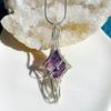 Hisera  Handmade Wire Wrapped Necklace  Starburst Hanging Pendant Custom High-end Feel Silver Natural Raw Crystal Necklace
