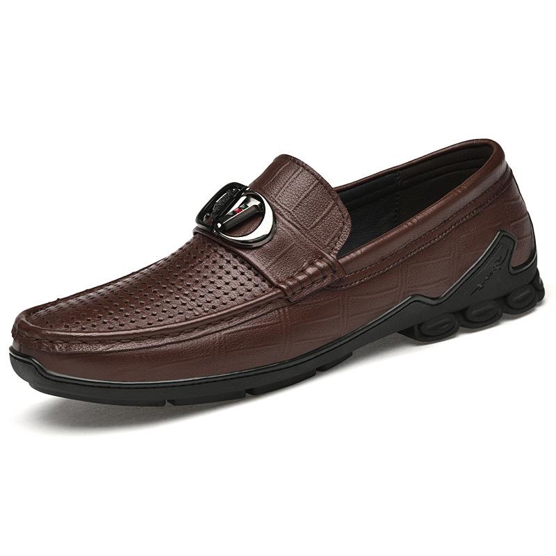 

Мужские туфли-дуду с тиснением под крокодила, с круглым носком, с мелким вырезом, слипоны, дышащие, повседневные кожаные туфли 44