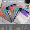 6/12Pcs Transparent PP File Storage Bag A4 Business Big Capacity Document Bag File Case File Bag Transparent Clear Envelope File Folder Bill Folders