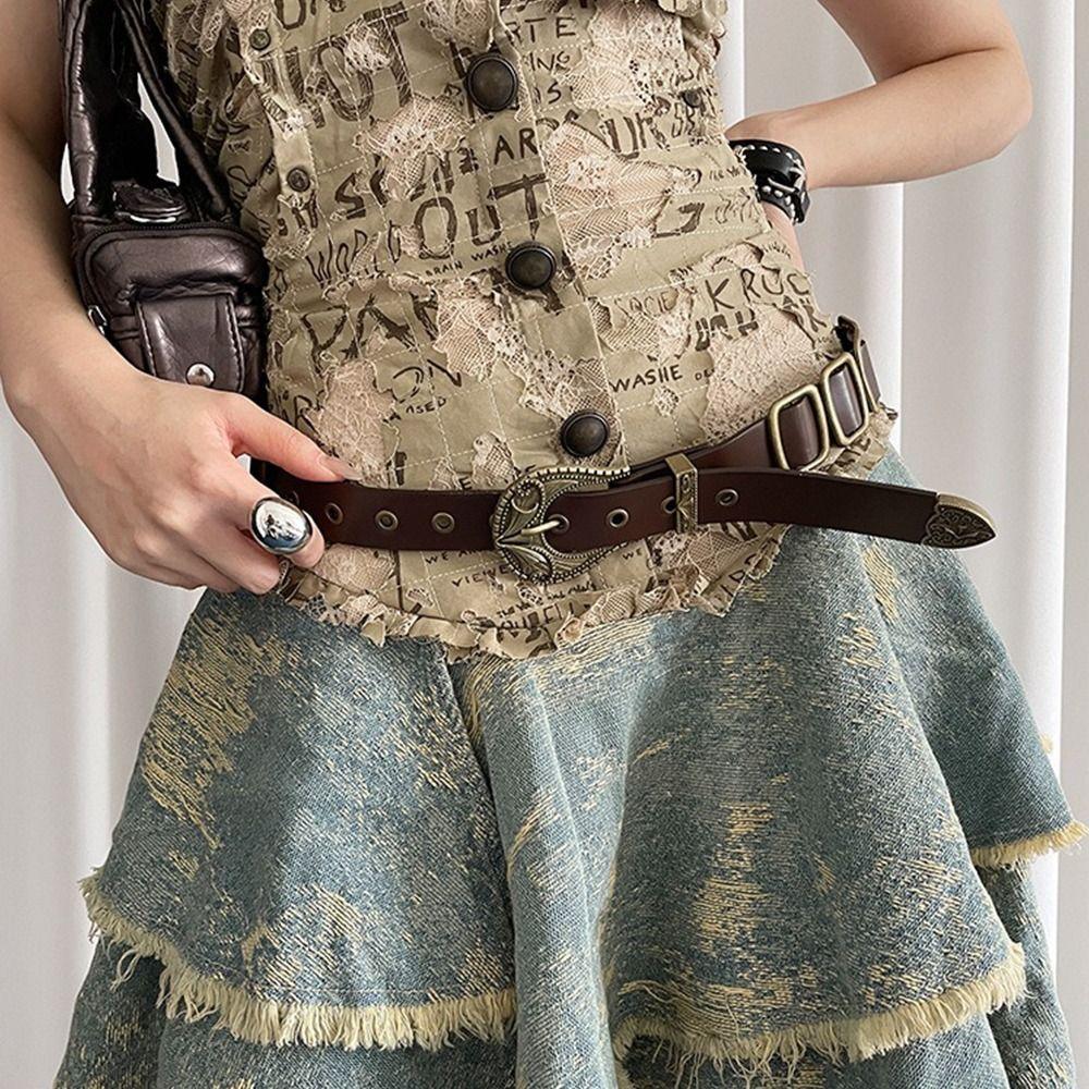Pu Leather Waist Belt American Dress Jeans Belt Fashionable Women's Belt  Spicy Girls