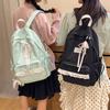 Women's Nylon Lace Bow Backpack Sweet Fresh Aesthetic Daily School Casual Book Bags 2026 New Fashion Student Back Packs