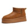 [Waterproof cowhide wool] Snow boots women's wool new thickened real wool winter cotton boots warm short tube oblique