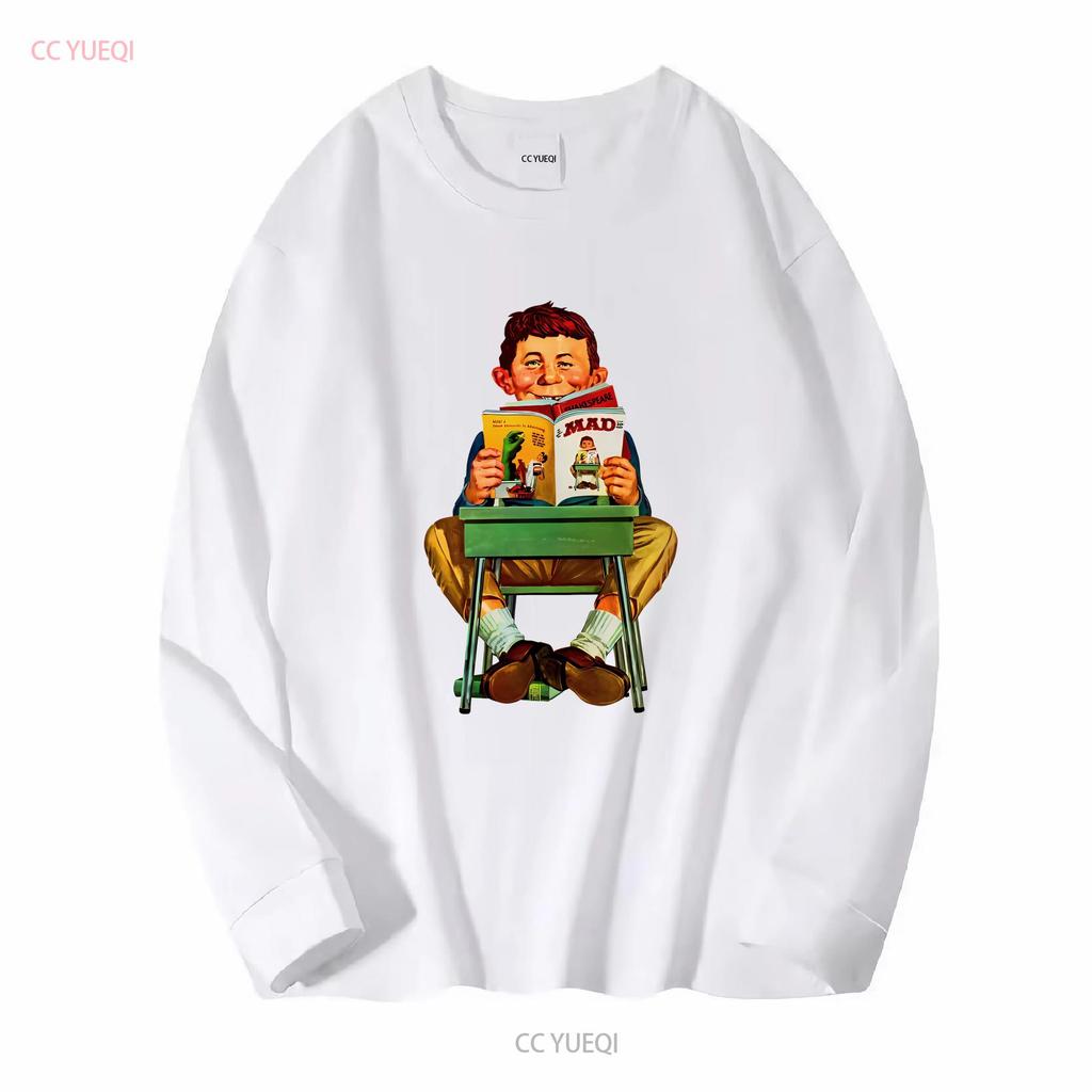 MAD Magazine Alfred E Newman T shirt retro graphic tee long or short sleeves vintage Washed Stretched Soft Casual homme